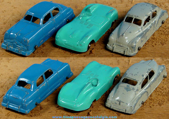 (3) Old Painted Metal Tootsietoy Toy Diecast Cars