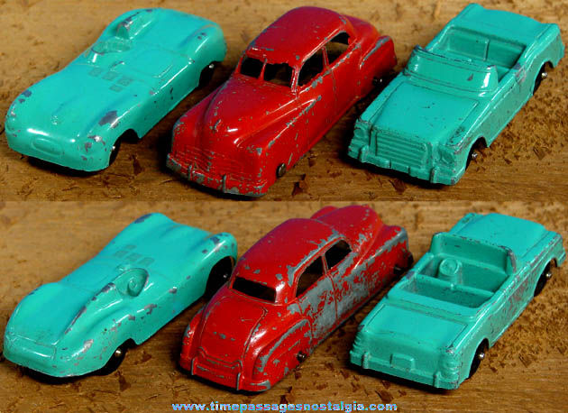 (3) Old Painted Metal Tootsietoy Toy Diecast Cars