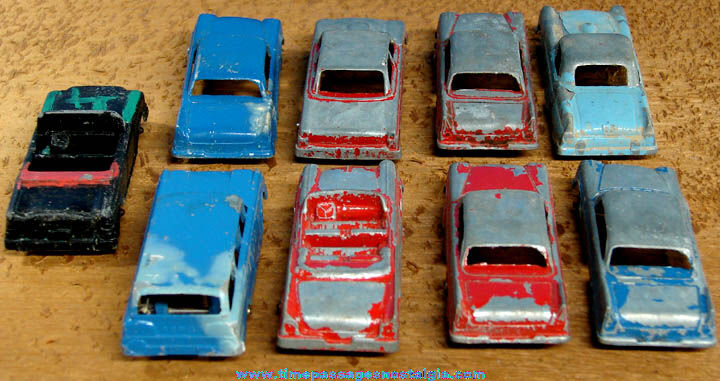 (9) Old Painted Metal Tootsietoy Toy Diecast Cars