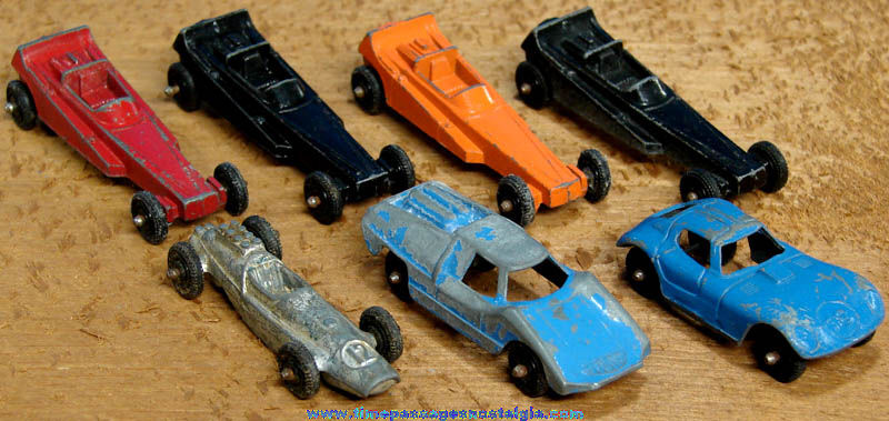 (7) Old Painted Metal Tootsietoy Toy Diecast Race Cars