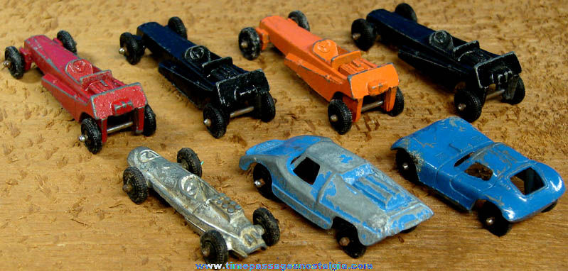(7) Old Painted Metal Tootsietoy Toy Diecast Race Cars