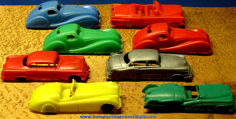 (8) Old Colored Plastic Toy Cars