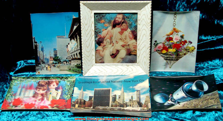 (6) Different Colorful Old 3-D Pictures & Post Cards