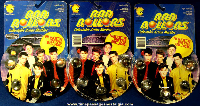 (3) Unopened Sets of 1990 New Kids On The Block Rad Roller Marbles