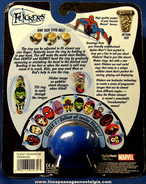 Unopened ©2004 Marvel Comics Spiderman Metal Flicker Toy Ring #1