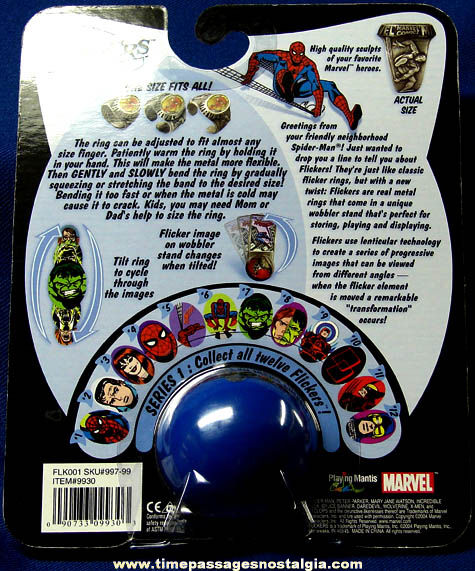 Unopened ©2004 Marvel Comics Spiderman Metal Flicker Toy Ring #2