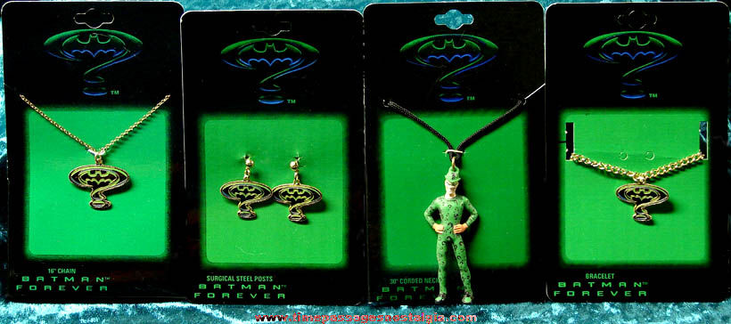 (4) Unused Carded Batman Forever Movie Advertising Jewelry Items
