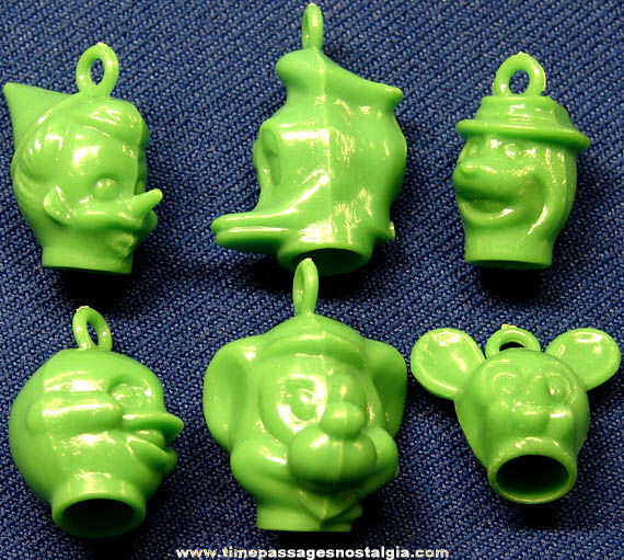 (6) Old Walt Disney Cartoon Character Gum Ball Machine Prize Toy Pencil Topper Charms