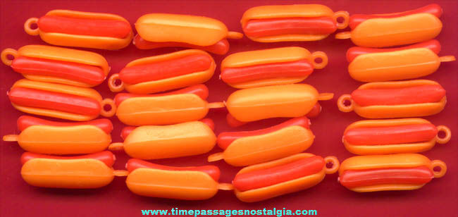 (20) 1960s Gum Ball Machine Prize Hot Dog Toy Charms