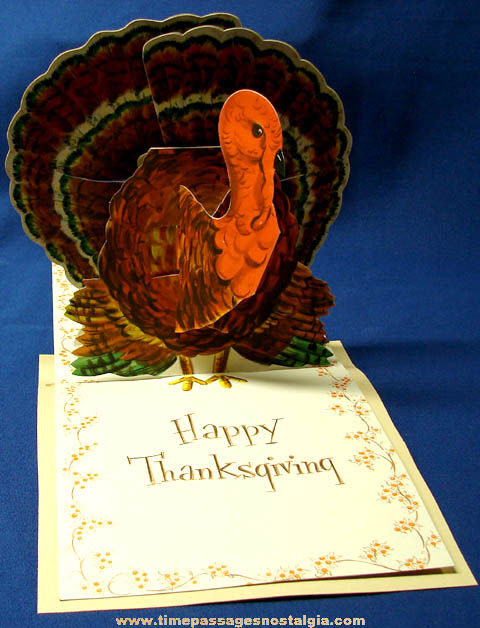 Colorful 1956 Hallmark Pop Up Turkey Thanksgiving Greeting Card