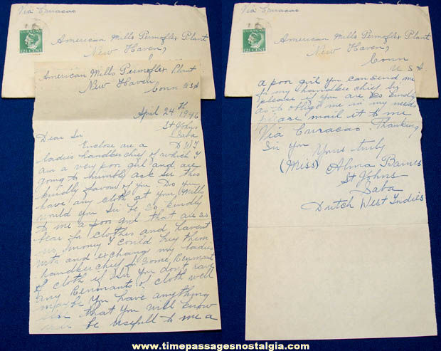 1946 Dutch West Indies War Relief Letter and Response