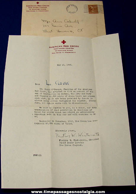 1945 American Red Cross Letter & Envelope