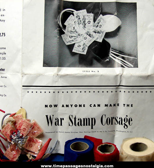 1940s World War II Homefront War Stamp Corsage Making Kit