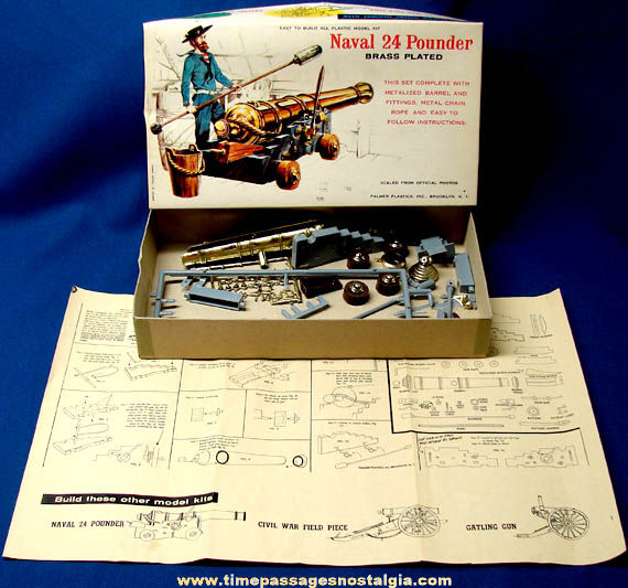 Old Boxed Naval 24 Pounder Cannon Palmer Plastics Model Kit