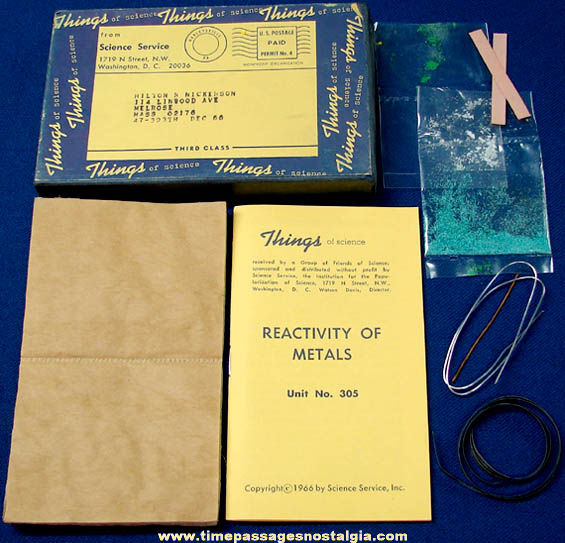 ©1966 #305 Reactivity of Metals Science Service Things of Science Kit