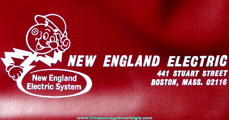 Large Old New England Electric Vinyl Document Pouch With Reddy Kilowatt