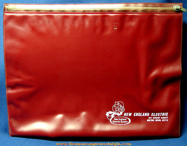 Large Old New England Electric Vinyl Document Pouch With Reddy Kilowatt