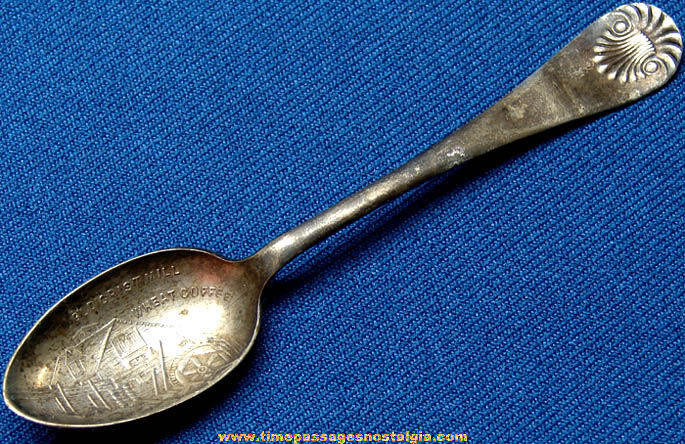 Old Grist Mill Wheat Coffee Advertising Premium Silver Plated Spoon