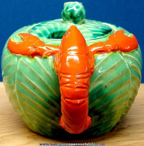 Colorful Old Lobster & Cabbage Porcelain Tea Pot
