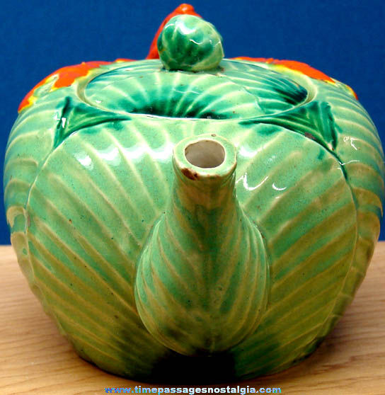 Colorful Old Lobster & Cabbage Porcelain Tea Pot