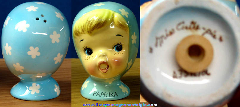 Old Ceramic or Porcelain Miss Cutie Pie Paprika Shaker