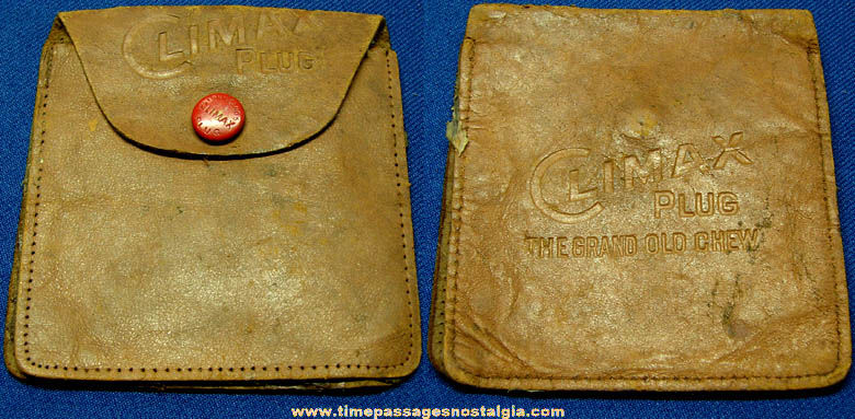 Old Lorillard’s Climax Plug Chewing Tobacco Advertising Premium Leather Pouch
