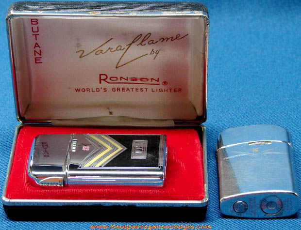 (2) Old Ronson Varaflame Windlite Butane Cigarette Lighters