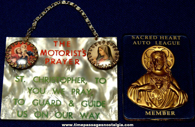 (2) Old Catholic or Christian Religious Automobile Items