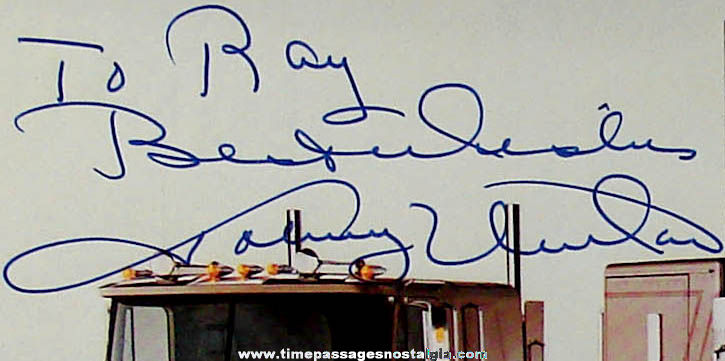 Old Johnny Unitas Autographed International Truck Advertisement
