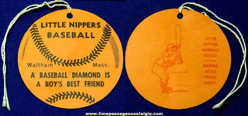 Old Waltham Massachusetts Baseball Advertising Paper Tag