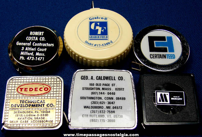 (6) Different Small Old Pocket Tape Measures