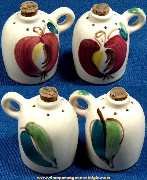 Old Purinton Pottery Apple Pattern Salt & Pepper Shaker Set