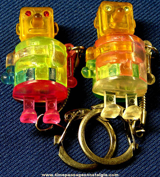 (2) Colorful Old Toy Robot Puzzle Key Chains