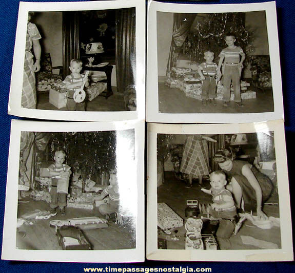 (5) Old Christmas Present Toy Black & White Photographs