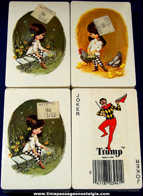 (4) Old Unopened Trump Card Decks With Young Girl