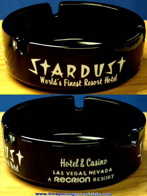 Old Las Vegas Nevada Stardust Hotel & Casino Advertising Black Glass Cigarette Ashtray
