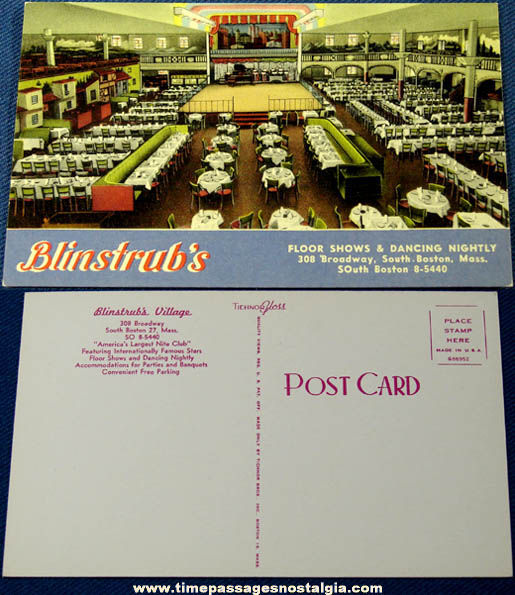 Old Unused Blinstrub’s Night Club Advertising Post Card