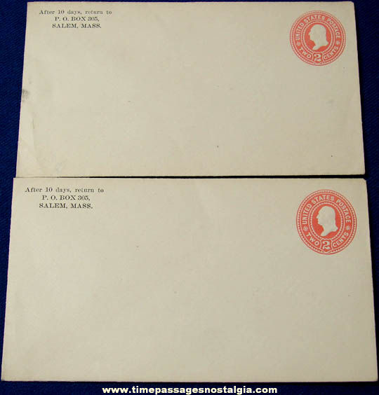 (2) Early Unused United States Postal Stationery Envelopes