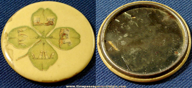 Interesting Small Old Risque Celluloid Pocket Mirror