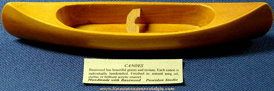 Nicely Carved Miniature Basswood Wooden Canoe