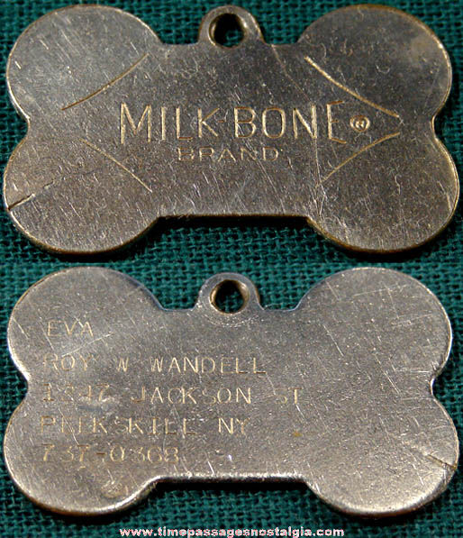 Old Milk Bone Dog Biscuit Advertising Premium Metal Dog Tag