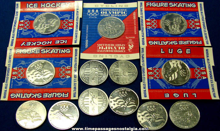 (13) 1996 & 1998 General Mills Cereal Advertising Premium Olympic Coins