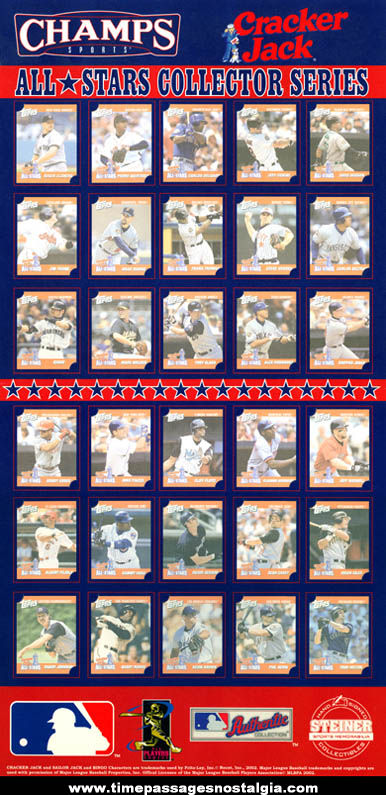 Unused 2002 Cracker Jack All Star Advertising Premium Baseball Card Display Poster