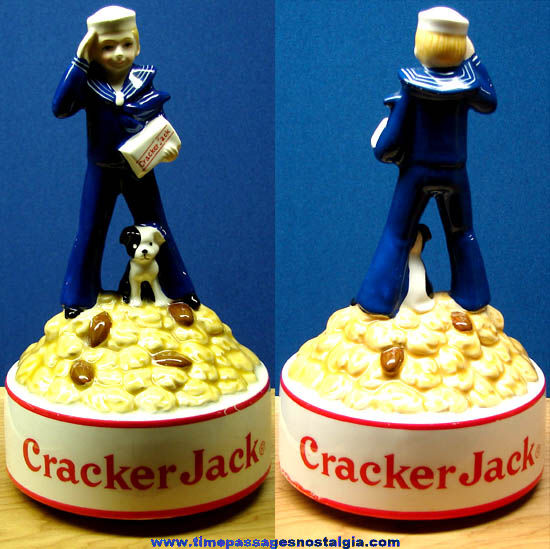Old Ceramic Cracker Jack Advertising Musical Statue
