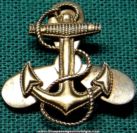 Old United States Navy Sterling Silver Anchor Pin