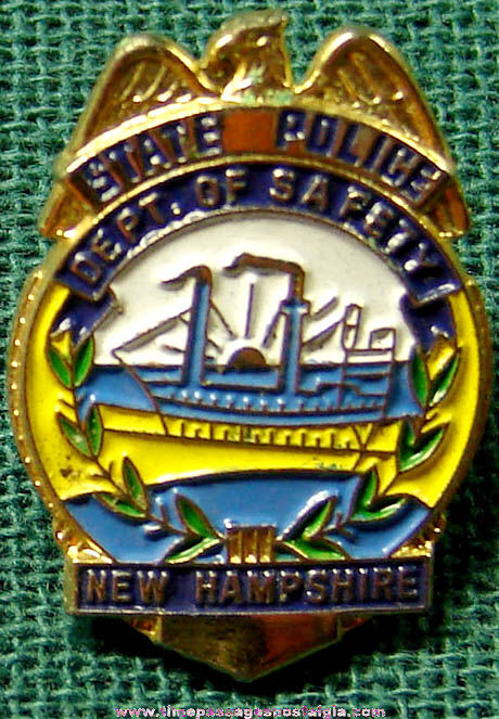 Old Enameled New Hampshire State Police Miniature Badge Pin