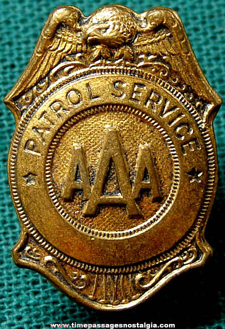 Old Miniature AAA Patrol Service Brass Badge Pin