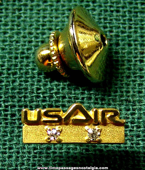 Old USAir Airlines Gold Employee Advertising Pin With Diamonds