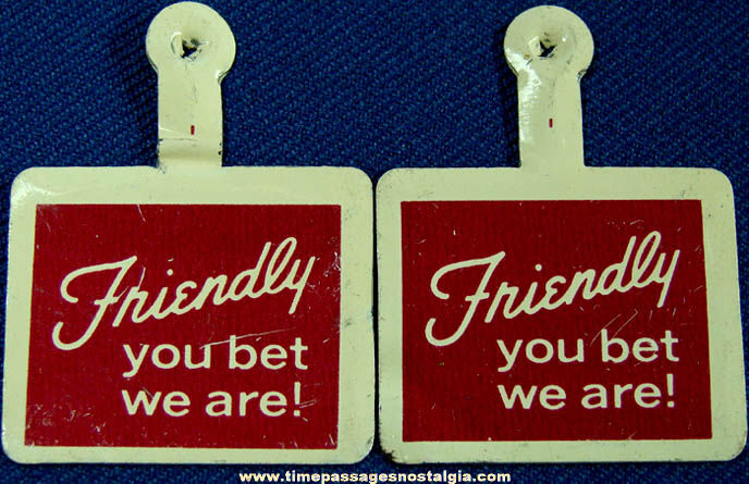 (2) Old Friendly’s Restaurant Advertising Tin Tab Buttons