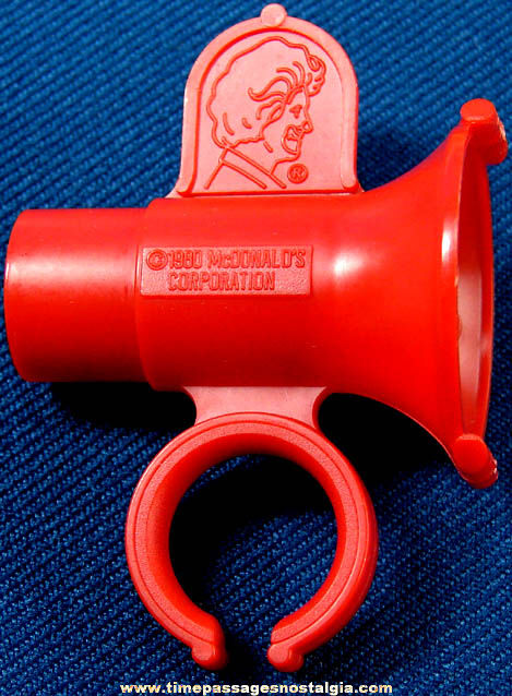 1980 McDonald’s Restaurant Ronald McDonald Advertising Character Premium Toy Whistle Ring